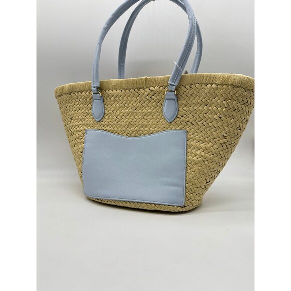 Macy's On 34th Isabellaa straw drawstring large beach tote - Light blue/Natural - Picture 2 of 10